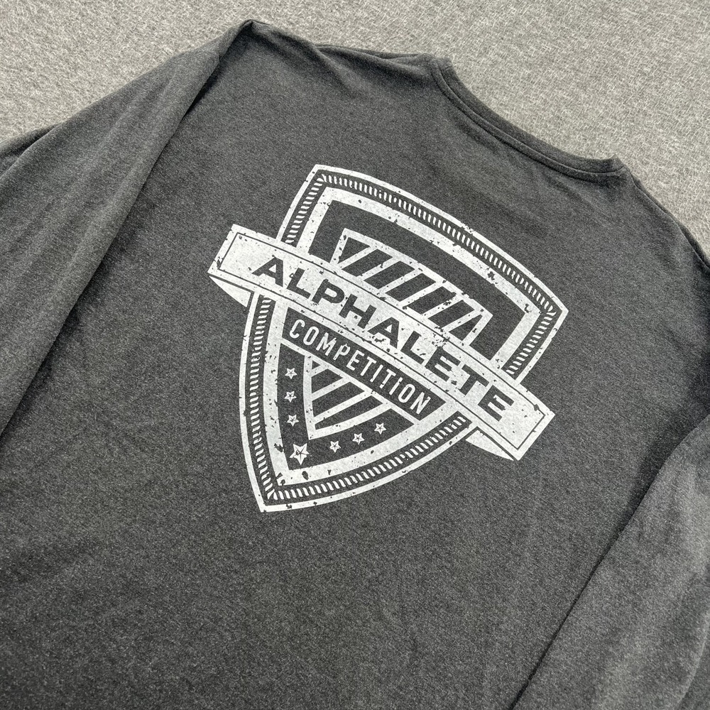 Alphalete T Shirt Mens M Performance Fit LS Gray Crossfit Gym Running Lifting
